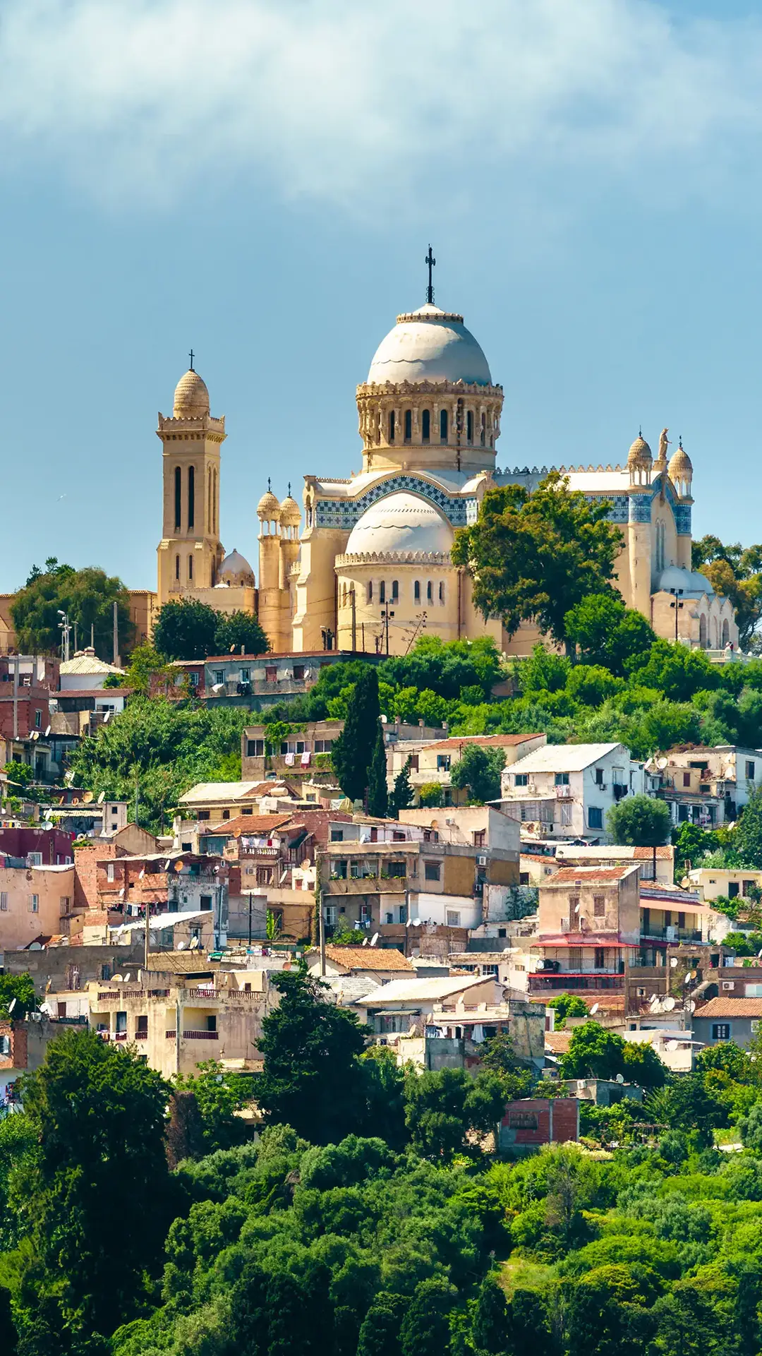 View of Notre Dame d'Afrique, a Roman Catholic basilica in Algiers, the capital of Algeria.