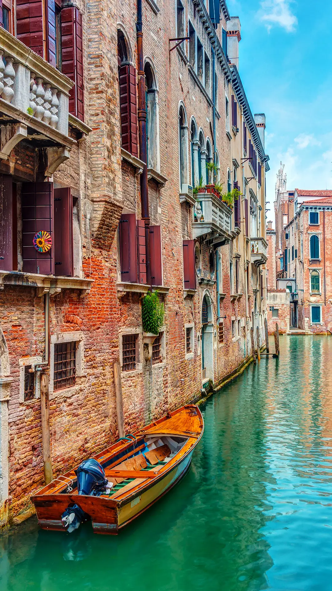 View down a canal in Venice.