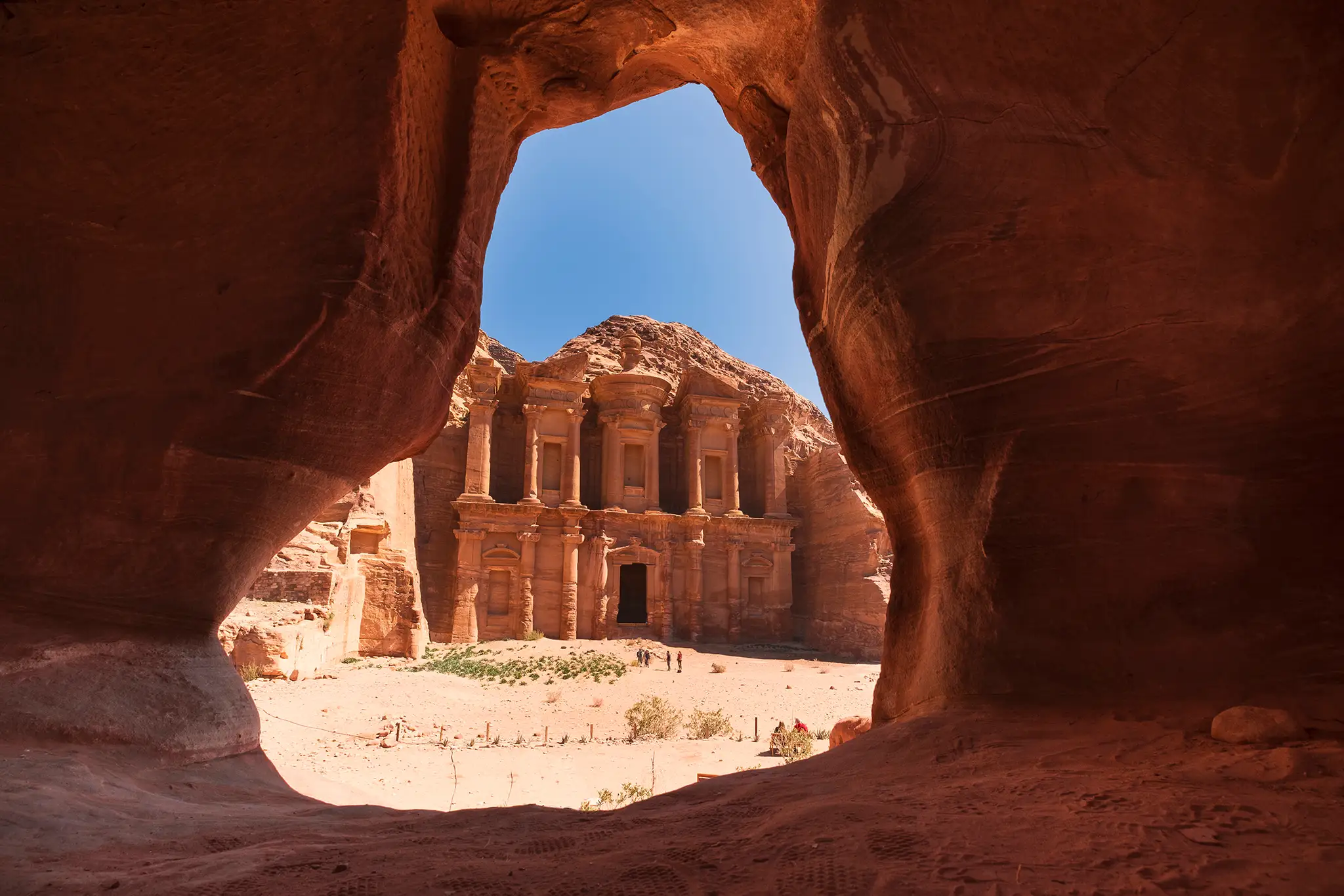 Cave and Ad-Deir in the the ancient city of Petra.