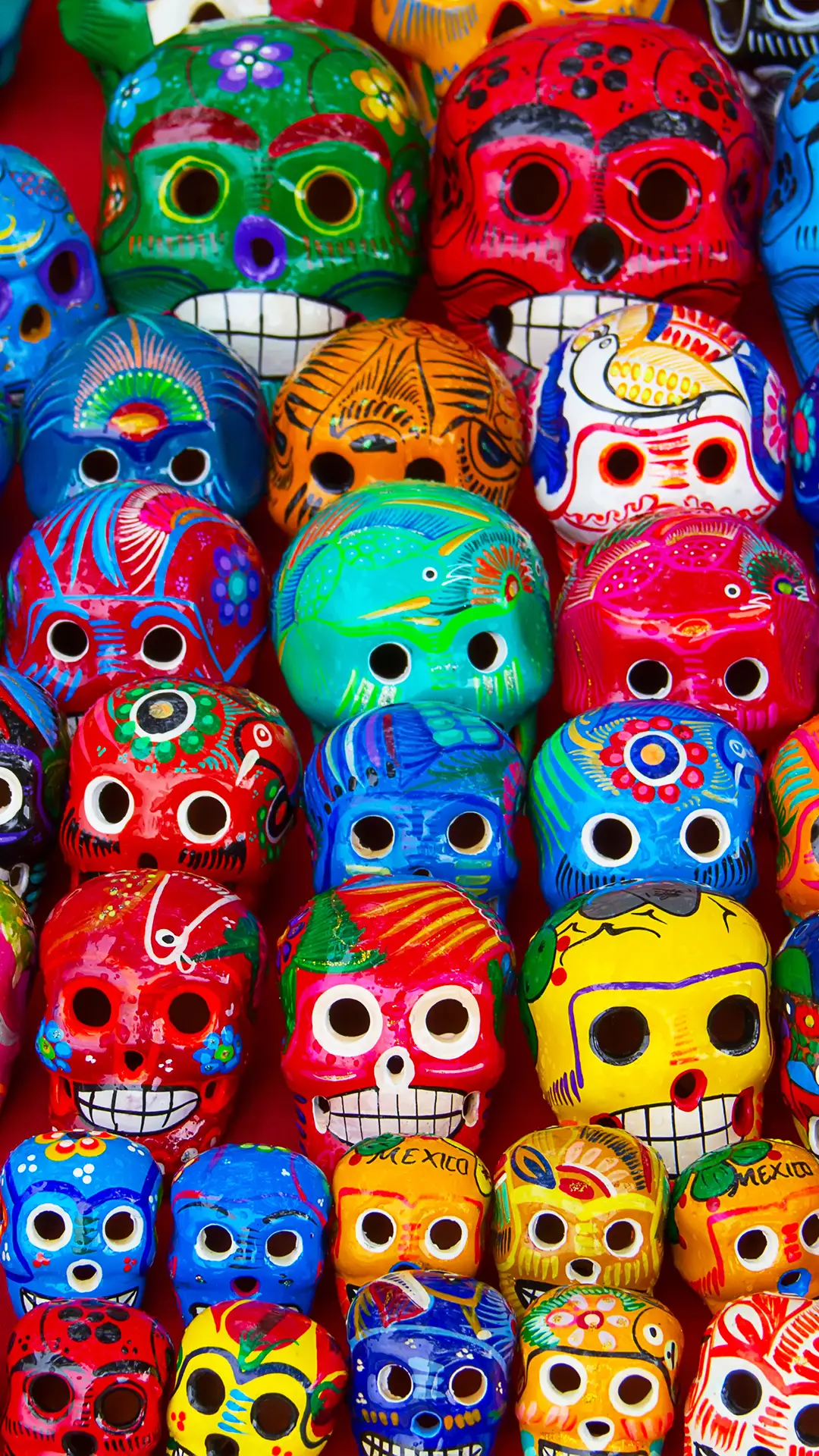 Mexican ceramics in different bright colours.