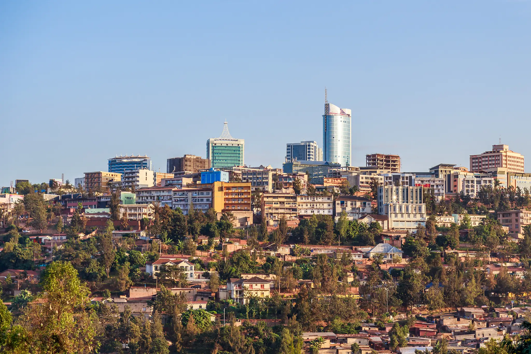 Panoramic view at the city bussiness district of Kigali, Rwanda.