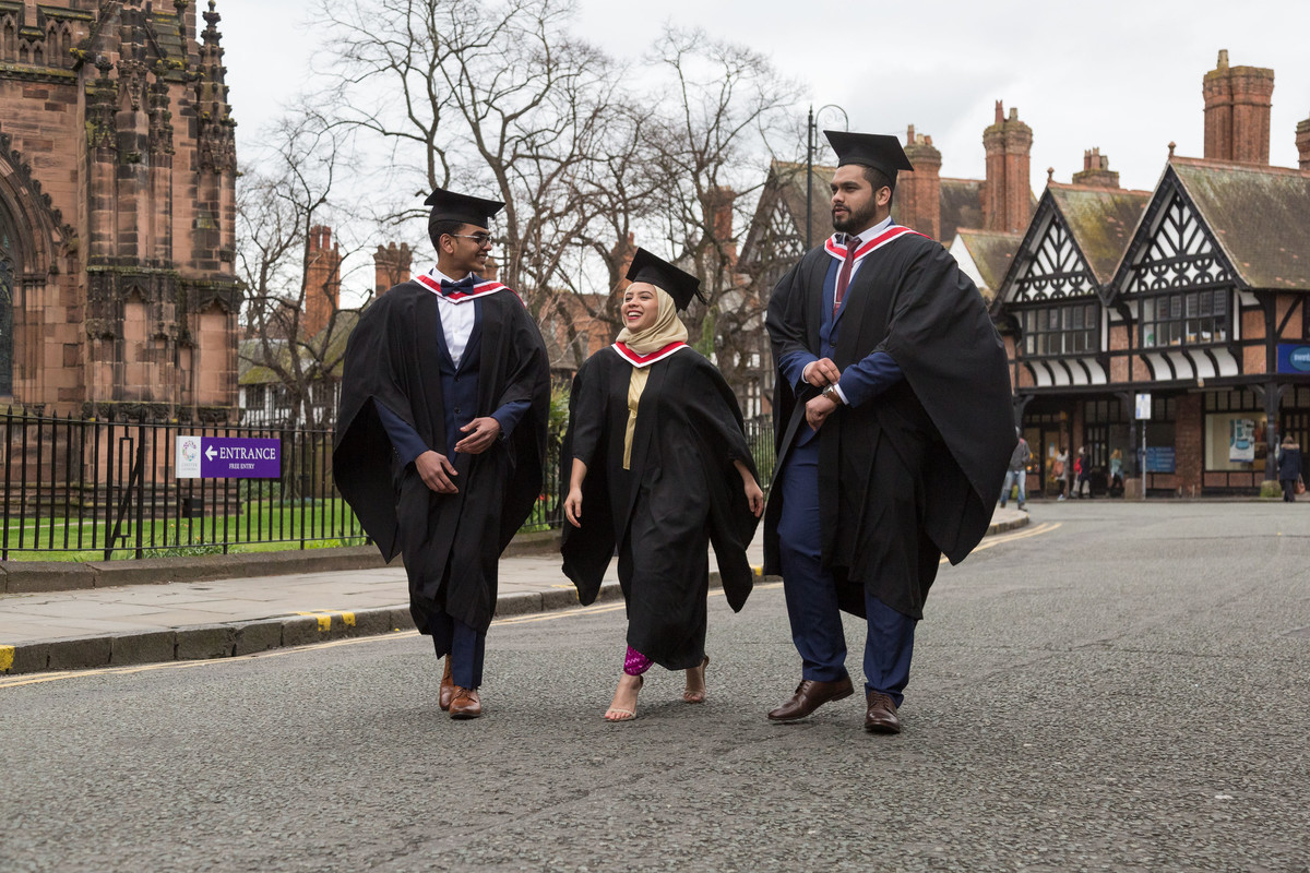 Graduates walking in chester