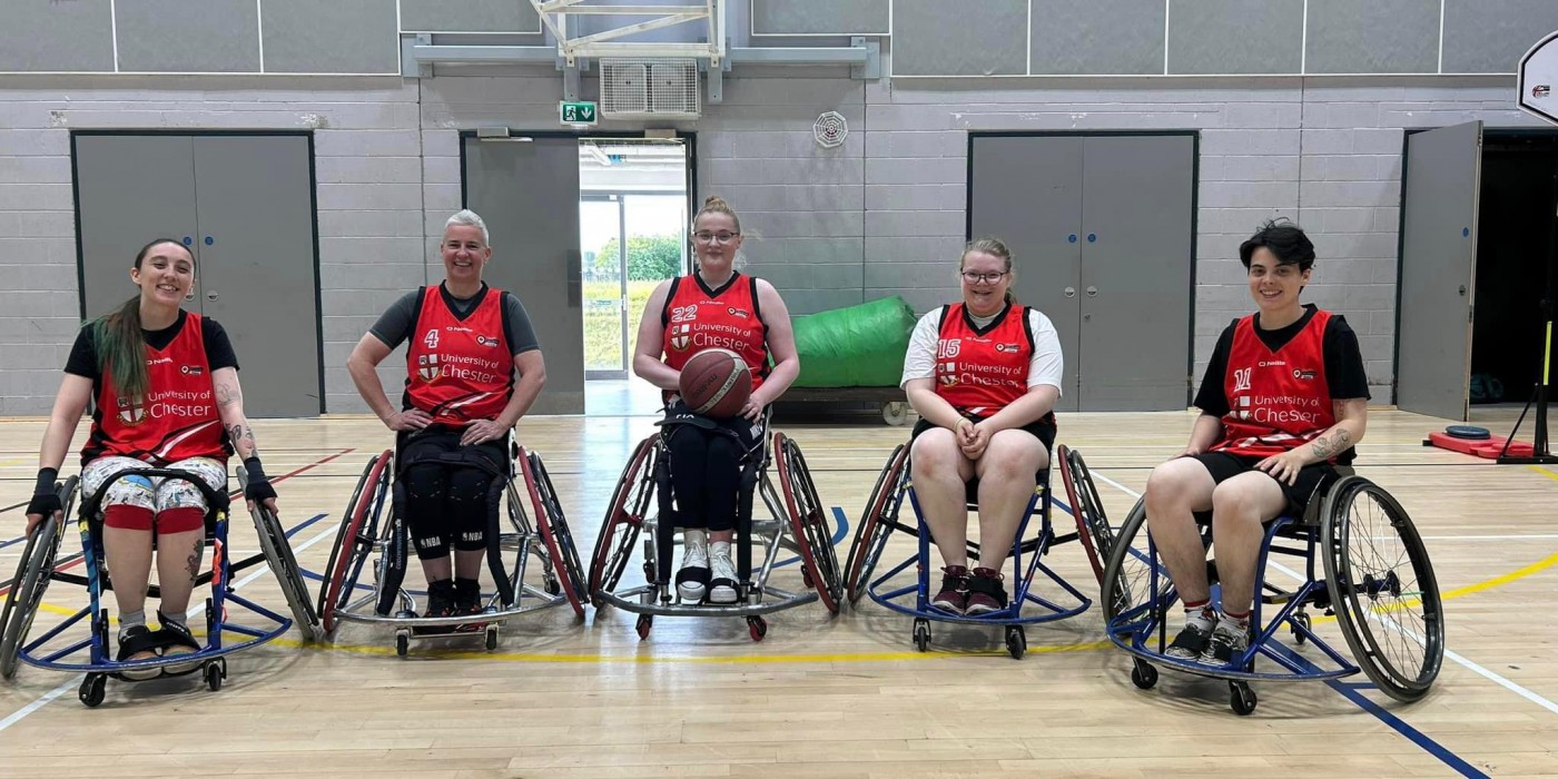Members of the University of Chester Wheelchair Basketball club