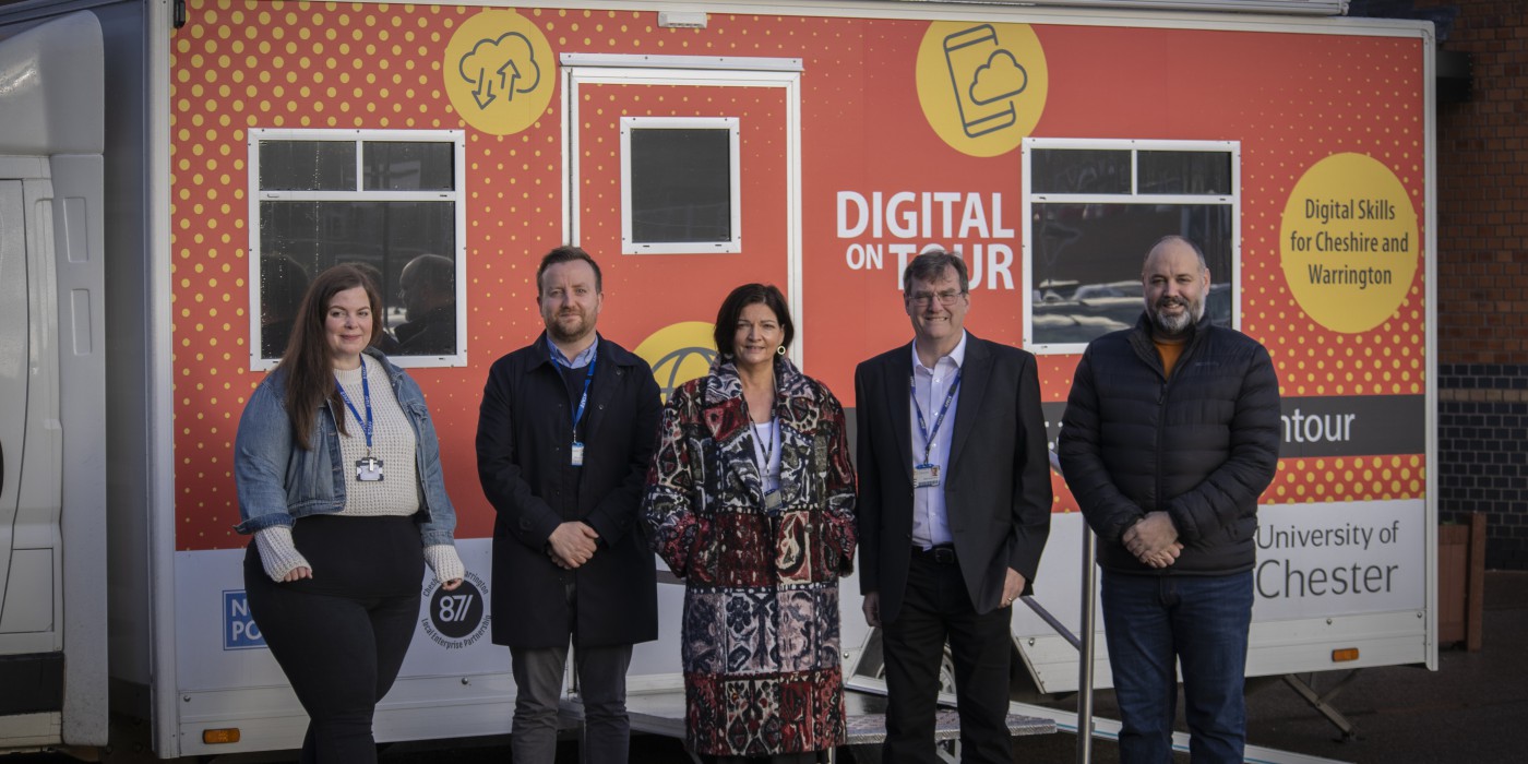 University of Chester staff standing in front of the Digital on Tour truck