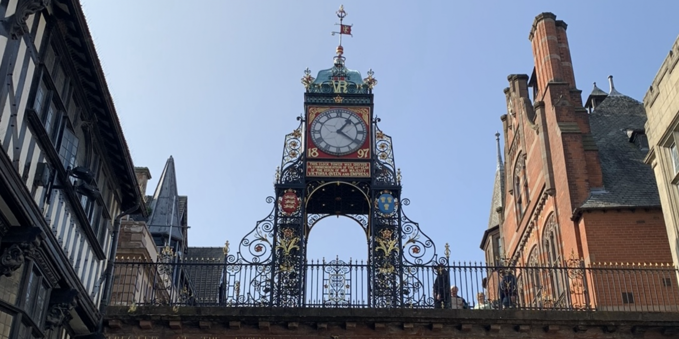 The famous clock in Chester city centre