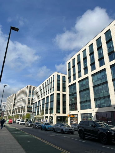 City centre offices against a blue sky