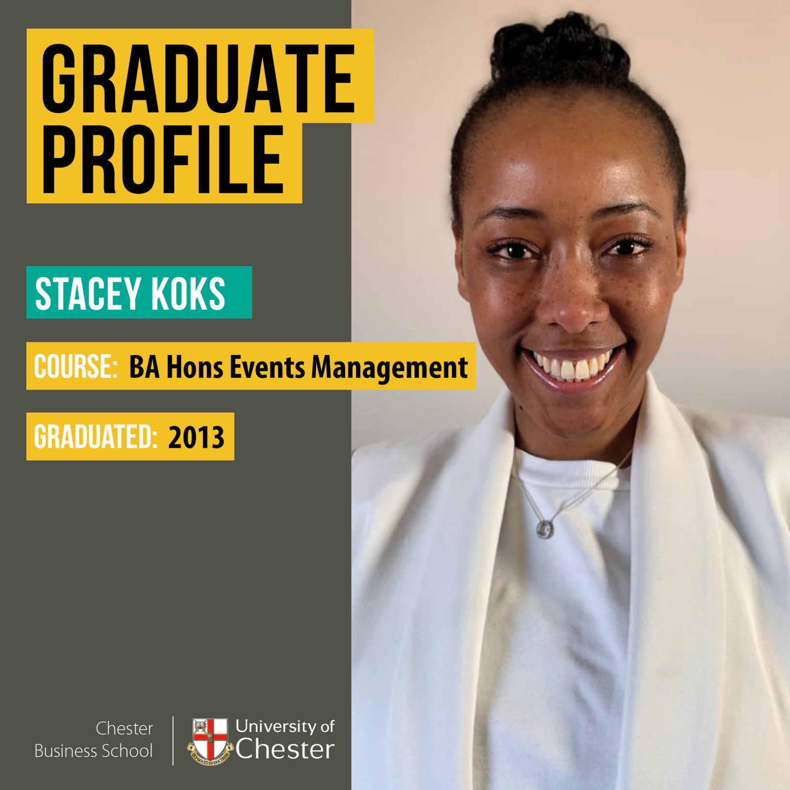 Profile picture of Events Management graduate Stacey Koks